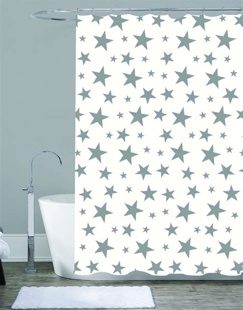 A B C Bathroom Shower Curtain, Towels, Pictures, Shower Hooks, and Cup. . Shower curtain stars